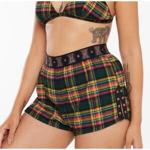 Savage x Fenty Tied Up Tartan Plaid Grommet Plaid Sleep Short Med